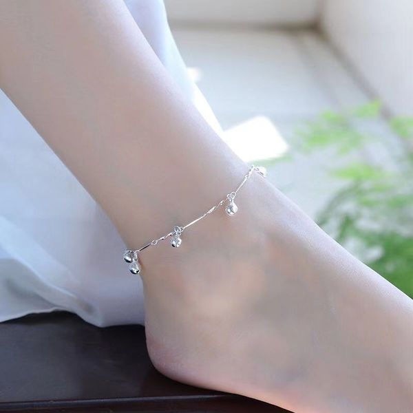 

han edition fashion 925 silver chains five bells bracelets retro foot ornament act the role of small commodities wholesale manufacturers
