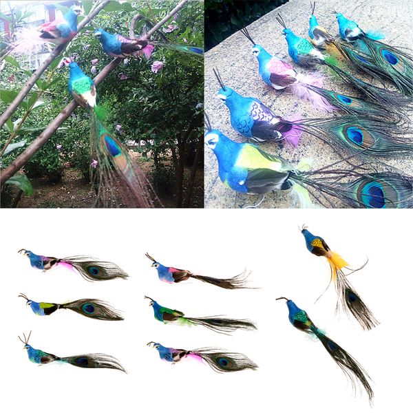 

8 x foam handcraft small peacock birds figurine ornament for garden lawn patio yard