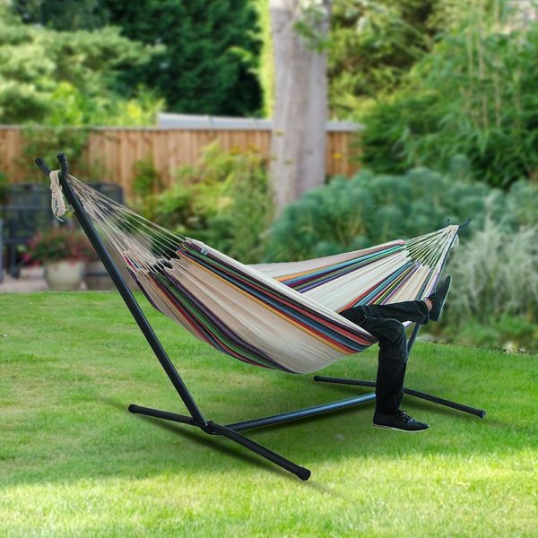 

with double outdoor large hammock steel stand for garden courtyard indoors /without shelf double hammock hanging chair