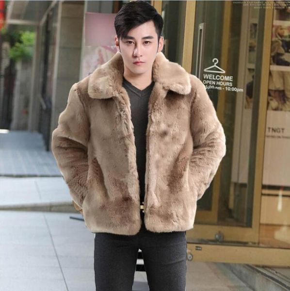 

autumn short faux leather jacket mens winter thicken warm fur leather coat men loose jackets fashion b181, Black