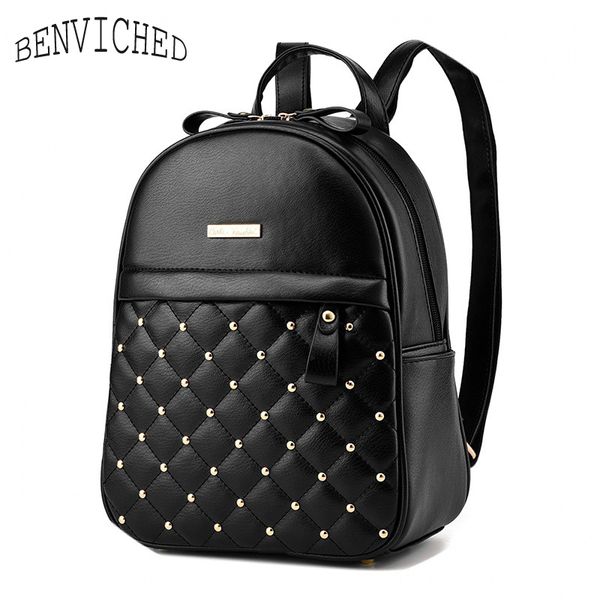 

2019 fashion women casual travel bead backpack school bags pu leather backpack for teenage girls mochila female s004