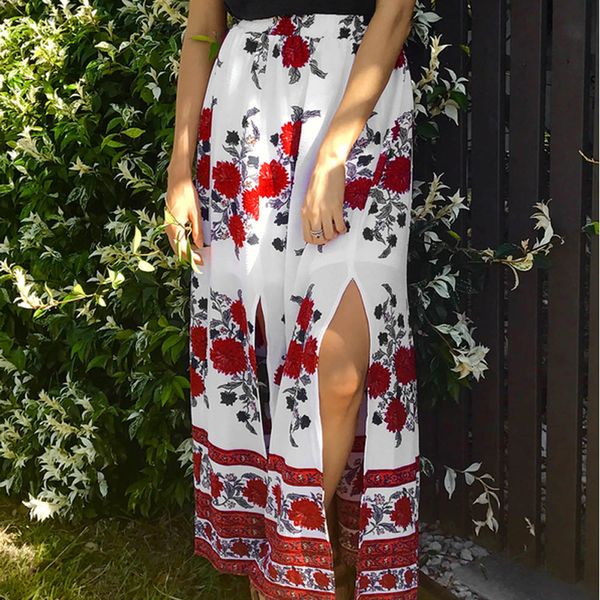 

faldas mujer moda 2019 womens high waist print party cocktail straps skirt ladies summer long beach skirt casual loose, Black