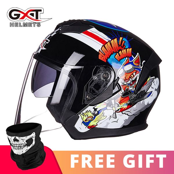 

gxt summer motorcycle helmet open face double lens moto helmet motorbike scooter capacete crash for motorcycle visor
