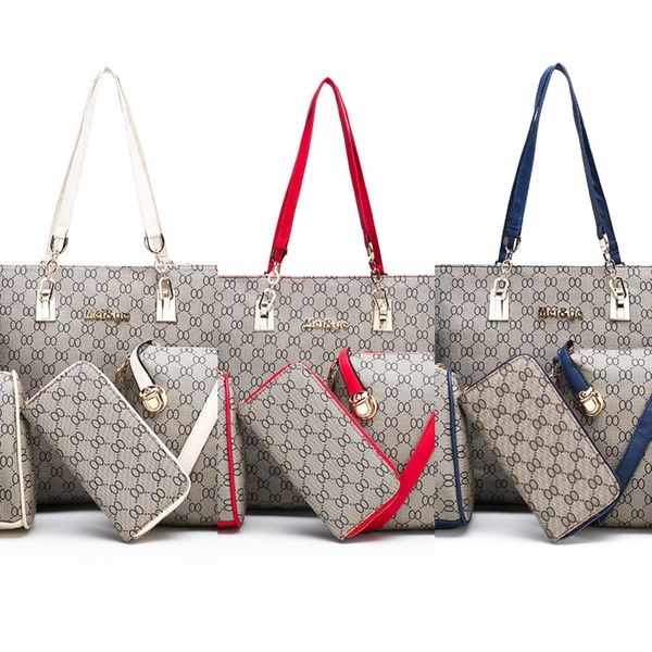 

qjuev 2019 four seasons women's shoulder portable single shoulder cross mother and child bag printed six-piece set middle-aged women&#0