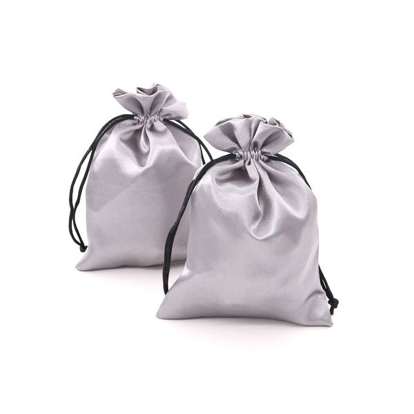 

10pcs gray custom printed satin bag drawstring gift bags more size storage custom your image for extra charge 8*10/9*12cm, Pink;blue