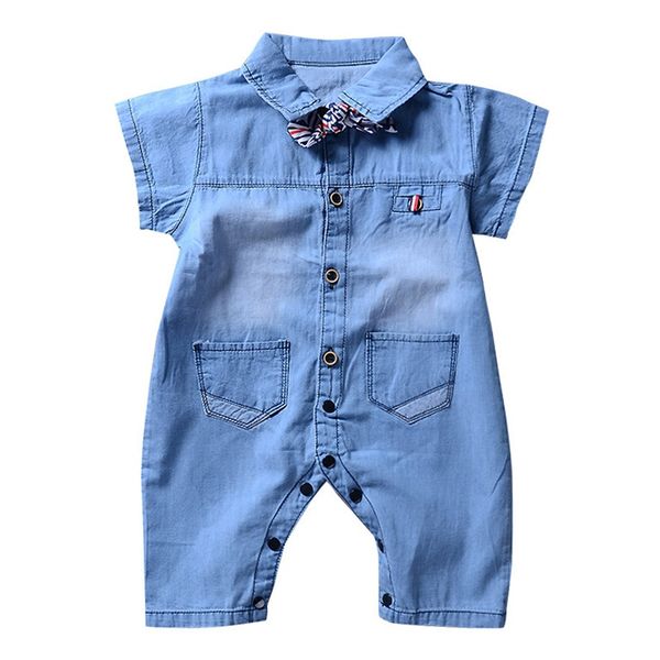 

weixinbuy летняя детская одежда для девочек rompers летняя новая детская одежда для мальчиков джинсовая одежда 2018, Blue