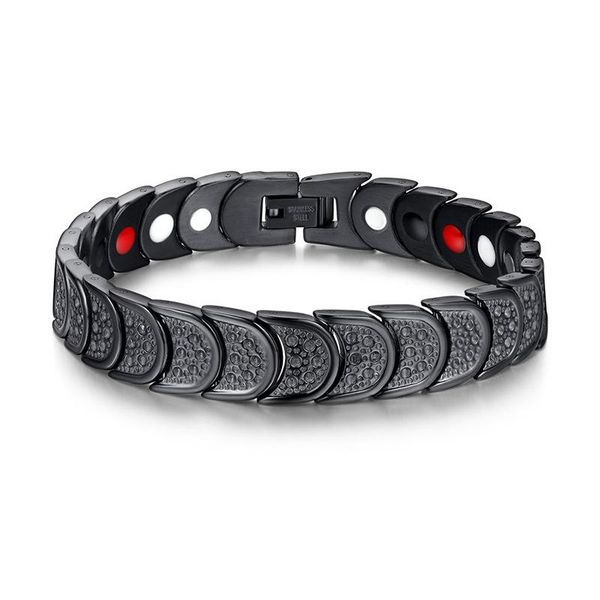 

316l stainless steel jewelry healing magnetic health care bangle fashion bio magnets bracelet men black cuff wristbands 22.5cm*1.2cm