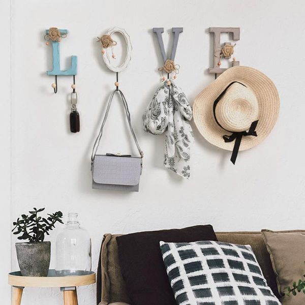

sweet love home decor деревенский деревянный висит буквенно-цифровой с крючками вешалки для ключей вешалка для хранения стены висит крючки д