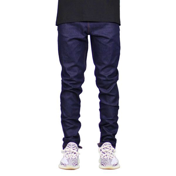 

men jeans stretch new fashion denim dark blue skinny zipper causal stretch feet jeans mid regular long pants sell wholesale
