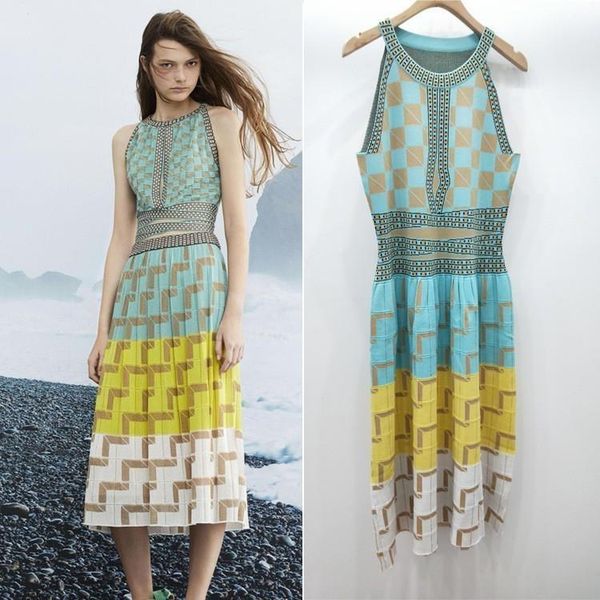 

женщины дизайнера платье женщины бренд sleevless вязание платье, Black;pink