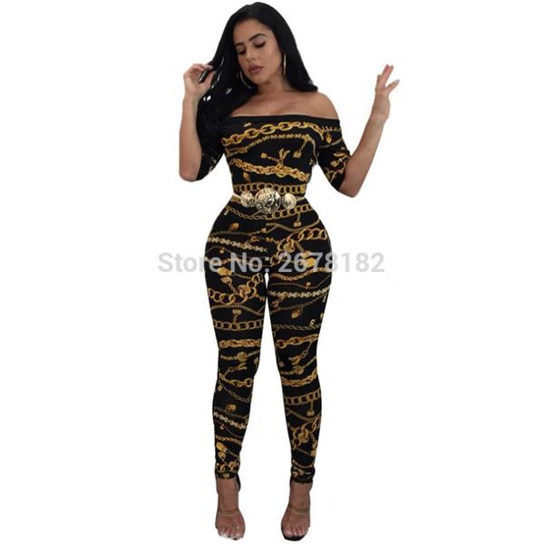 

macacao feminino off shoulder skinny print rompers women jumpsuit full length overalls clubwear y034, Black;white