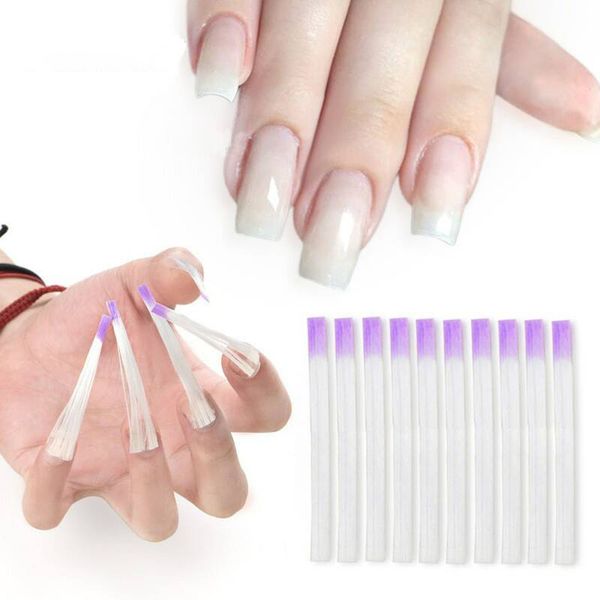 

10pcs nail extension fiber fibernails nail acrylic tips set fiberglass nails extension pack fiber glass nails building gel, Red;gold