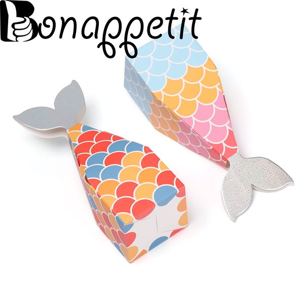 

10pcs mermaid paper candy gifts box card sugar box dessert bags birthday souvenirs wedding favors kids gift party supplies