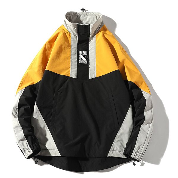 

2020 streetwear casual men пальто куртки лоскутная ветровка мужская bomber jacket весна осень муж шинель yjj06, Black;brown