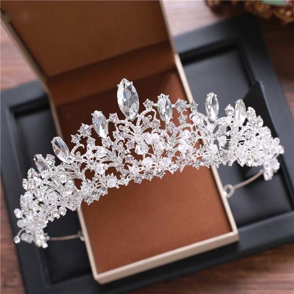 

big crystal beads handmade bride crown headwear wedding tiara women headdress princess crown wedding style, Golden;white