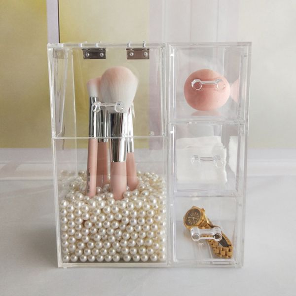 

clear plastic makeup brush storage box with cover jewelry earring organizer acrylic makeup organizer cosmetic tool holder box