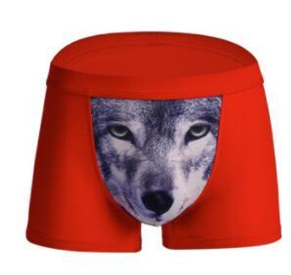 

animal printed tiger wolf elephant mens нижнее белье боксеры мода sexy комфортные трусы, Black;white