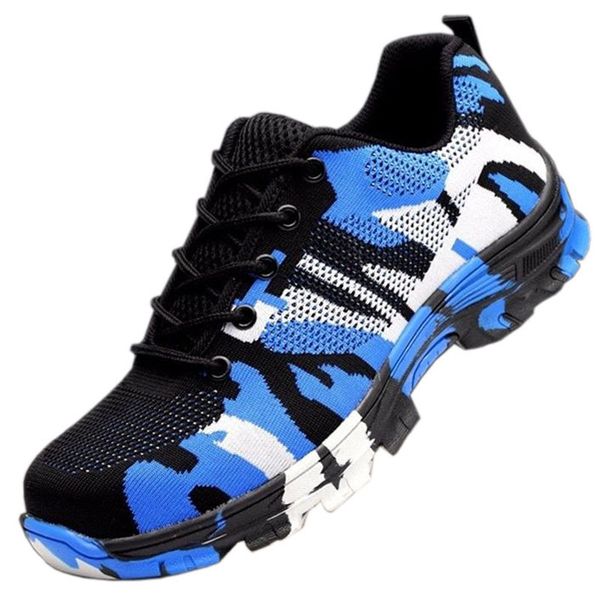 

toe cap camo spring breathable mesh casual shoe labor insurance puncture proof work sneakers hh-944, Black