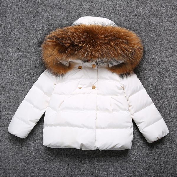 

children girl boy russia winter real fur thickened parkas 90% down coat jacket overcoat 3-7y baby kids clothing -30 outwear, Blue;gray