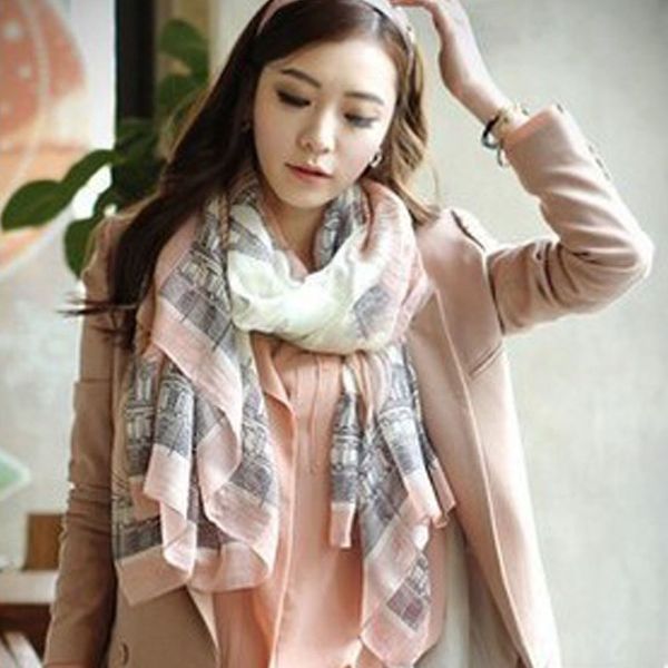 

new fashion bohemian beach voile soft long scarf women eiffel tower printed wrap shawl stole scarves