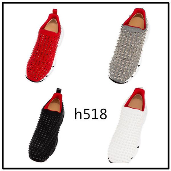 

red bottom spike sock designer casual shoes , red sole flats with krystal spikes 4, Black