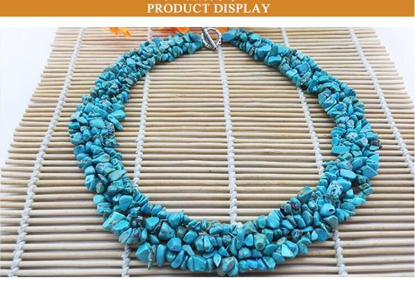 

handmade crystal strand turquoise choker necklace women bohemia beach irregular stone maxi necklaces statement jewelry ce3122