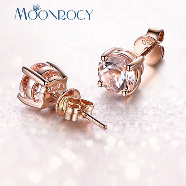 

moonrocy rose gold /silver color cz champagne blue green red crystal earrings for wedding women girls gift drop shipping, Golden;silver