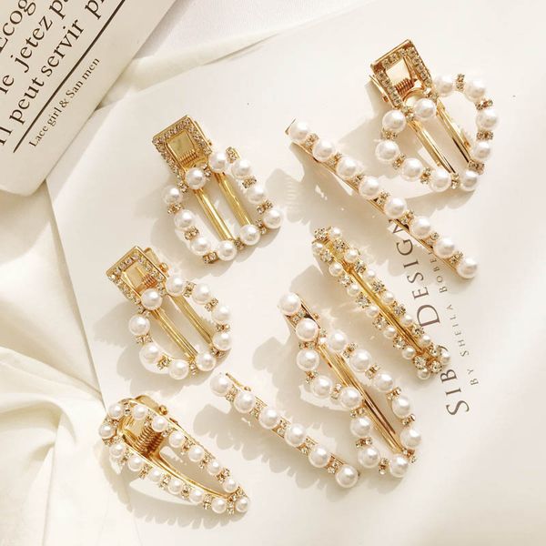 

ins pearl girls hair clips rhinestone kids barrettes designer hair accessories for kids bb clips fashion boutique princess hairclips a5678, Slivery;white