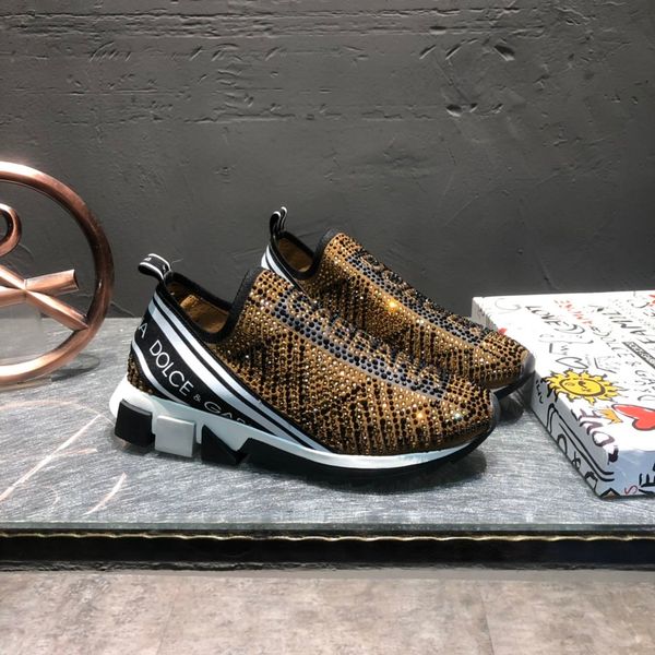 

new arrivel mens tennis shoes brown surface with masonry decoration stretch knit booties brands walking shoes#2f, Black