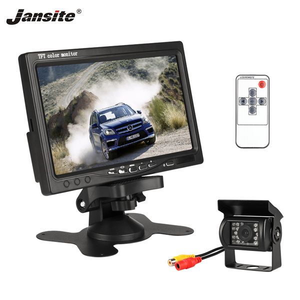 

jansite 7" wired car monitor tft lcd car rear view monitor parking rearview system for backup camera support dvd fit bus, truck