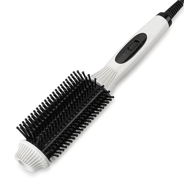 

hair straightener curler comb 2 in 1 straightening curling anti-scald comb styler straight volumes hair beauty tool fm88, Black