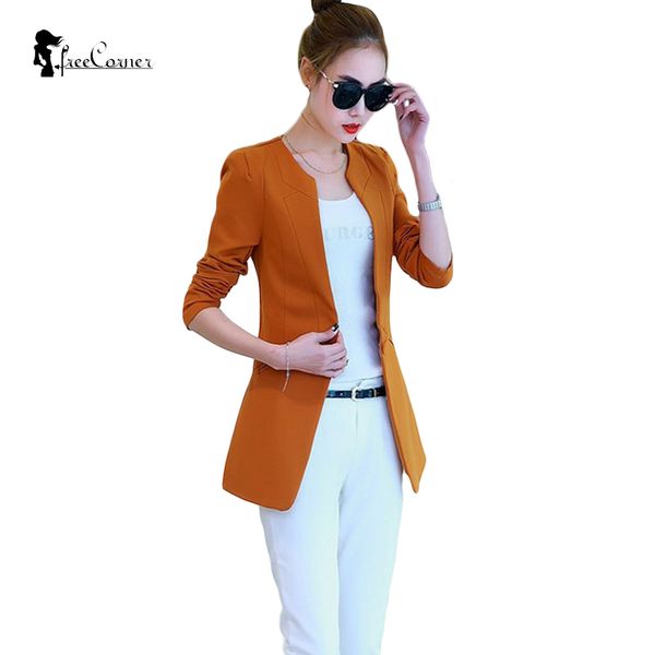 

2017 spring autumn female casual suit single button slim women blazer jacket black/orange/rose/wine red/green/blue/camel, White;black