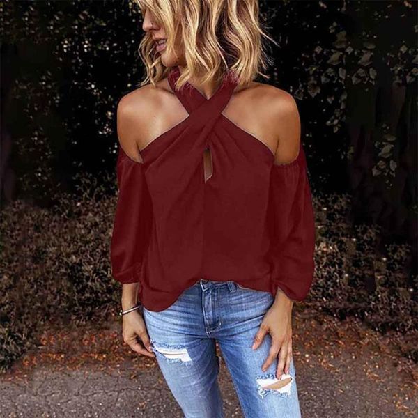

casual halter neck party daily fashion strapless women long sleeve back zipper shopping office solid spring summer, White