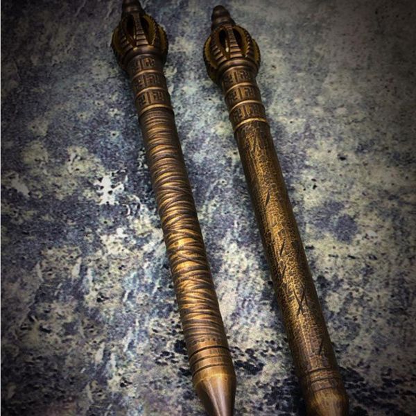 

vintage style old technique brass signature pen wand solid portable handmade metal gel pen tactical self defense