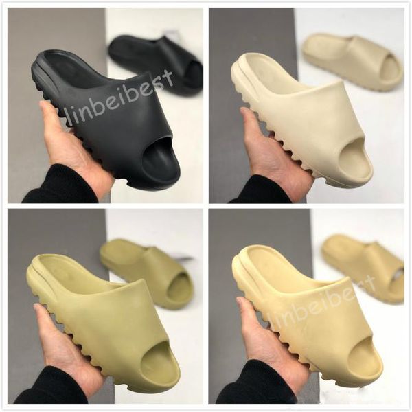 

новый канье уэст слайд тапочки костей пустынного песка смолаы черный мужской скольжения обувь дизайнер мужчины женщины бегун свободного покр, Black