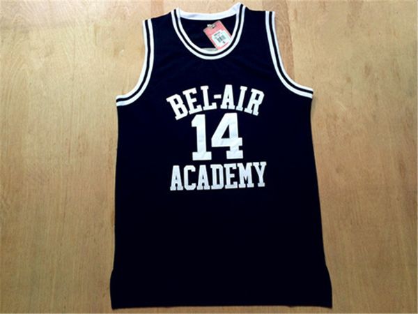

the fresh prince of bel-air #14 will smith academy movie version basketball jersey - black