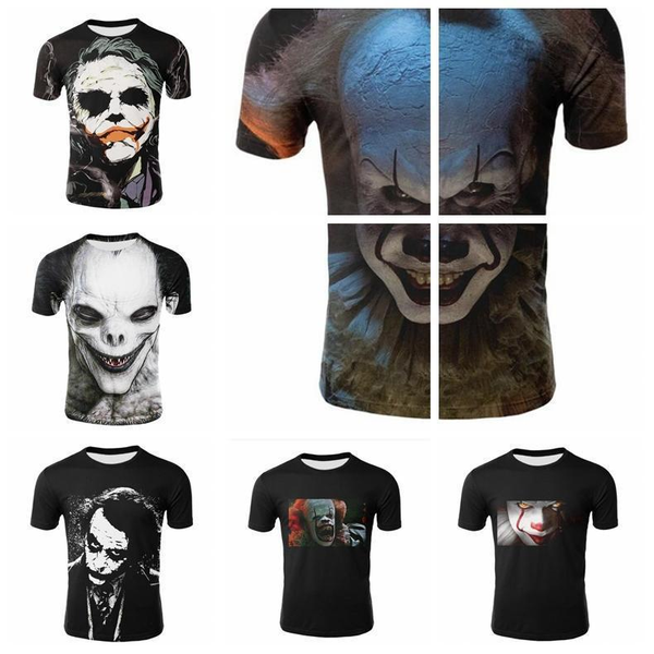 

2020 лен ема клођн 3d printed t shirt men joker face casual male енника gotham клођн коѬоким Ѭђкав, White;black