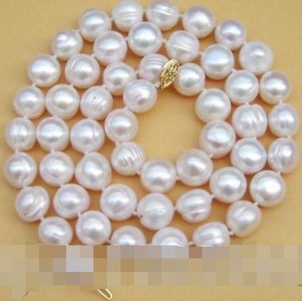 

a classic 10-11mm south sea baroque white pearl necklace 18 inches 14k, Silver