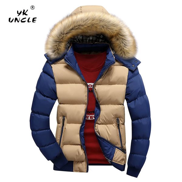 

yk uncle brand mens winter jackets 2018 parka men hoodies warm zipper fashion winter coat men clothes manteau veste homme hiver, Tan;black