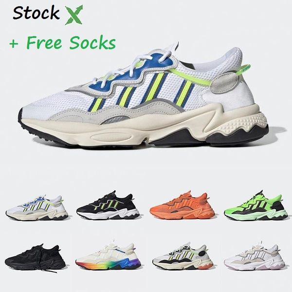 

stock x pride 3m reflective xeno ozweego men women running shoes red green white yellow halloween tones core black trainer sports sneakers