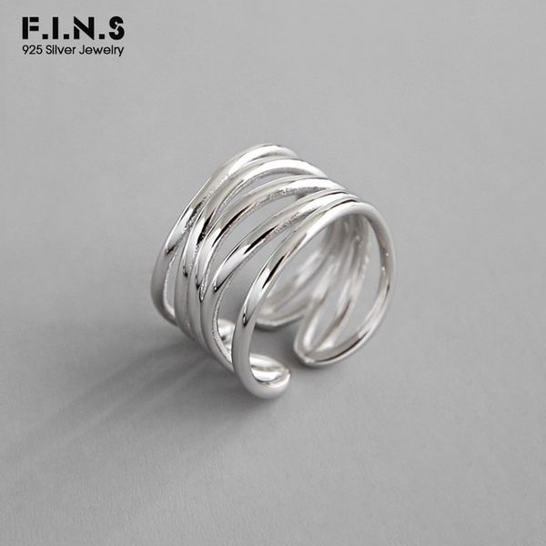 

f.i.n.s korean s925 sterling silver ring ins multi-layer winding rings for women wide finger ring 925 silver fine jewelry, Slivery;golden
