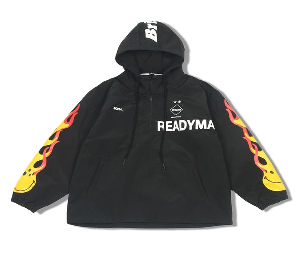 

mens designer jackets fashion readymade tokyo sophnet fcrb limited flame smiley jacket high street hoodie casual hooded jackets outwear, Black;brown