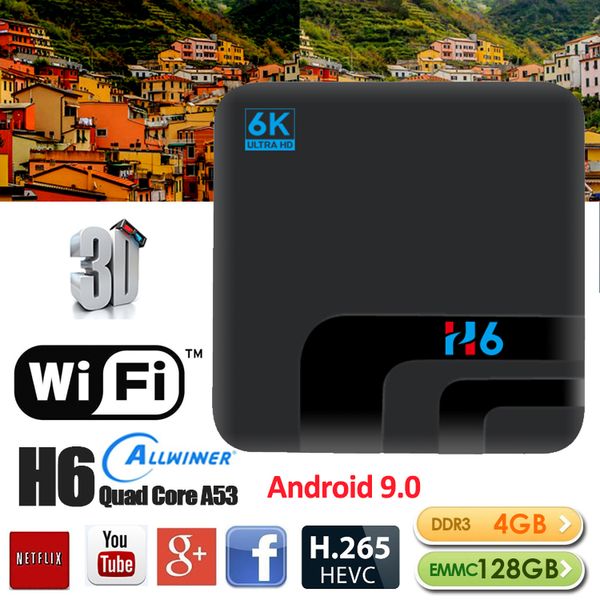 

новый h6 android 9.0 smart tv box 6k ультра hd allwinner h6 медиаплеер 4g 32gb 3d h.265 set top box