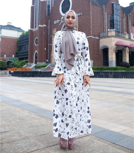 

muslim dress women abaya islamic kaftan arabic dubai moroccan kaftan robe musulmane print sashes long dresses white black, Red
