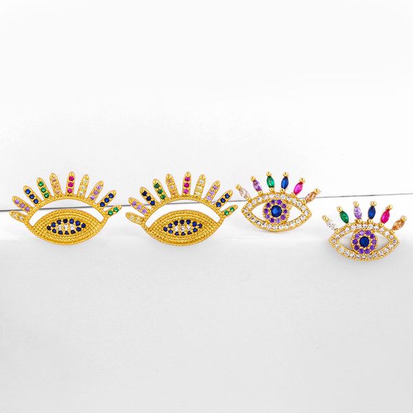 

zhongvi crystal greek eye earrings for women gold evil eye stud earrings cz rainbow zircon turkish jewelry gifts olho grego, Silver