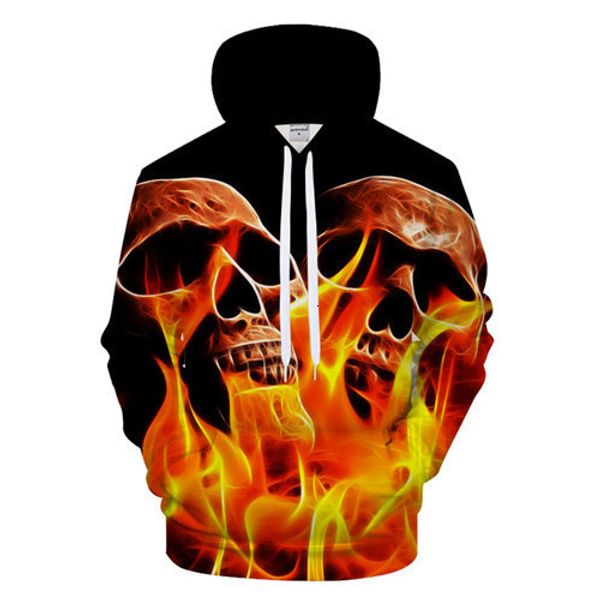 

autumn beatles even hoodie bath fire human skeleton head printing easy bring hat lovers sweater, Black