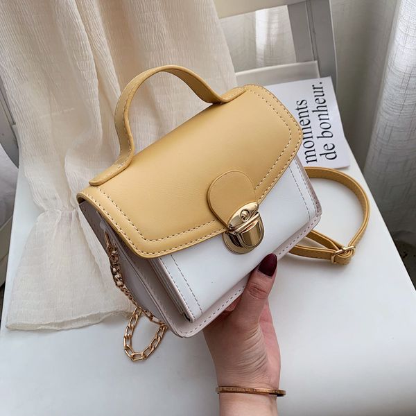 

summer pu small square bag women's new style western style fashion girl's contrast color crossbody bag