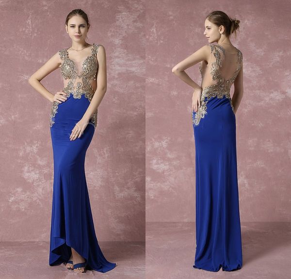 

gold beaded a line prom dresses royal blue open back girls pageant gowns floor length women formal party clothing, Black