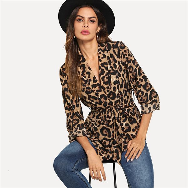 

multicolor highstreet office blazer lady shawl collar belted leopard print elegant autumn workwear women outerwear drop shipping, White;black