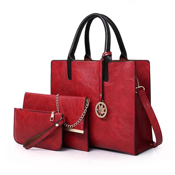 

3pcs/set women bag set handle big capacity female tassel handbag fashion shoulder bag purse ladies pu leather crossbody